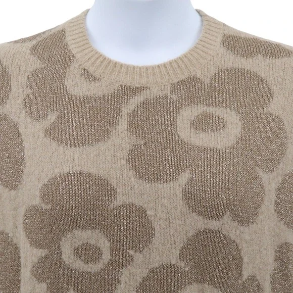 Alessia Santi Floral Jacquard Knit Sweater Italian Made Sparkle Boxy Fit - Picture 5 of 13